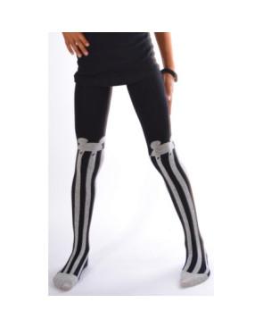 Collant coton rayures souris noires