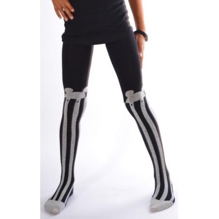 Collant coton rayures souris noires