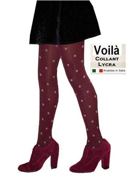 Collant à Pois Rigolos bicolores bordeaux