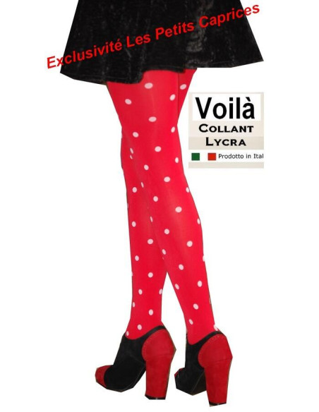 Collant à Pois Rigolos bicolores rouge