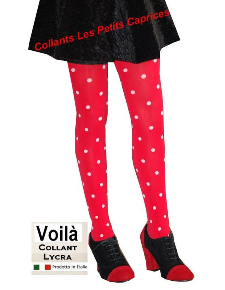 Collant à Pois Rigolos bicolores rouge face
