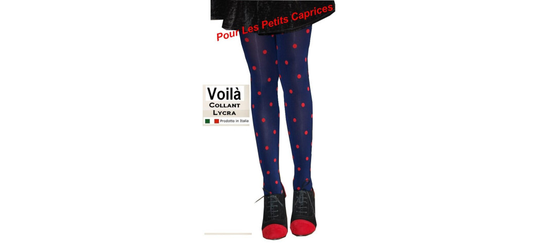 Collant bleu à pois rigolos face