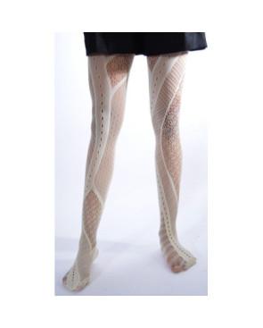 Collant Patchwork résille ivoire