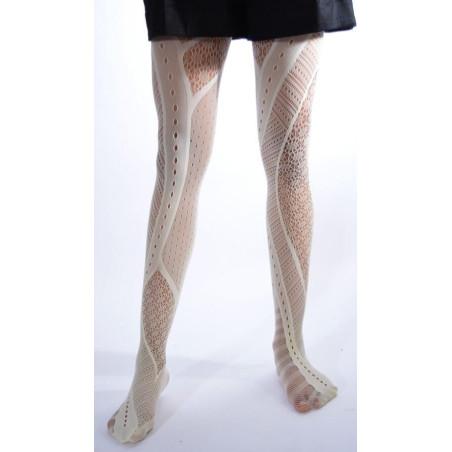 Collant Patchwork résille ivoire