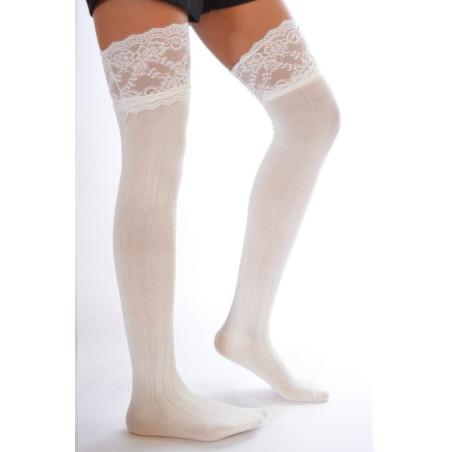 Jambières coton et dentelle Blanches
