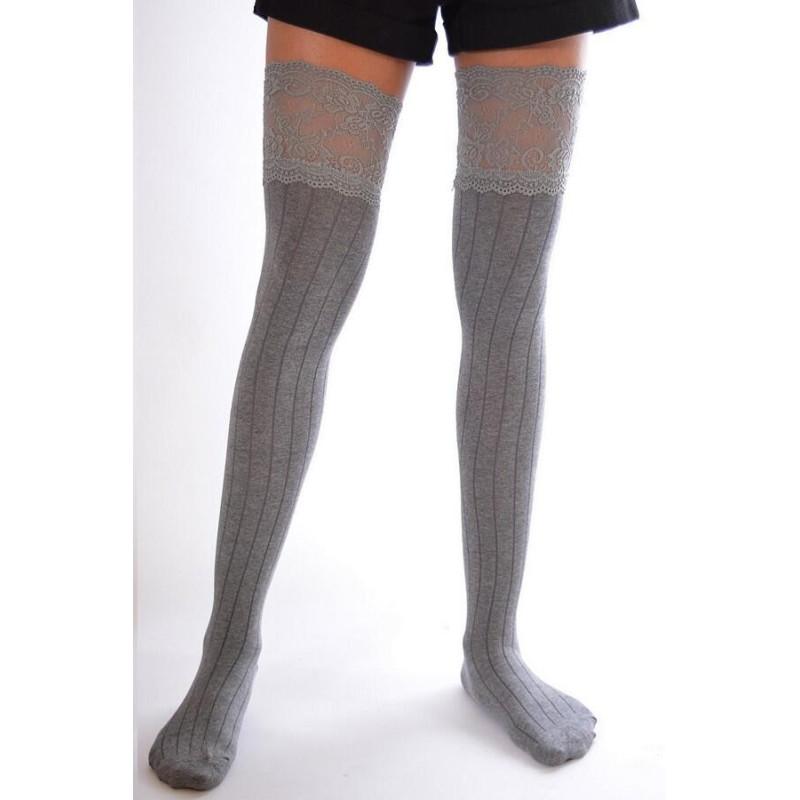 Jambières Coton et dentelle Grises