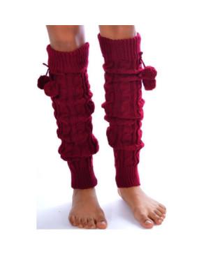 Guêtres lourdes à pompom Bordeaux