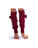 Guêtres lourdes à pompom Bordeaux