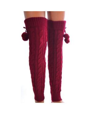 Guêtres lourdes à pompom Bordeaux