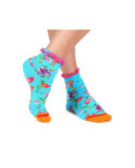Chaussettes fil de joie azur fleuri