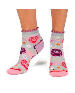 Chaussettes Fil de joie grisette fleuri