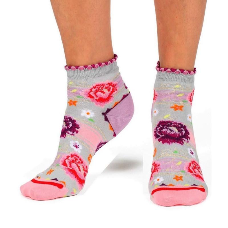 Chaussettes Fil de joie grisette fleuri