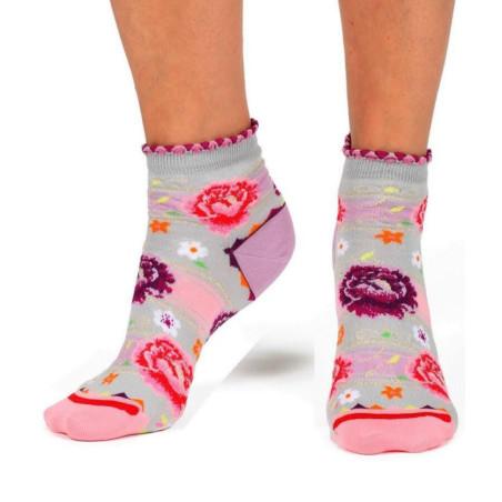 Chaussettes Fil de joie grisette fleuri