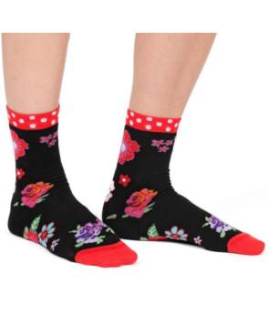 Chausssettes fil de joie Fleurs revers pois