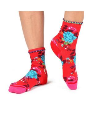Chaussettes Fil de joie rouge bouquet Psyché