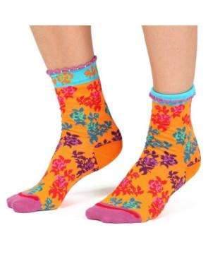 Chaussettes Fil de joie Oranges Fleuries