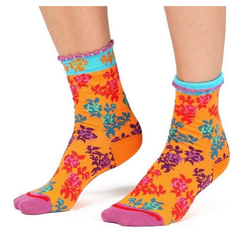 Chaussettes Fil de joie Oranges Fleuries