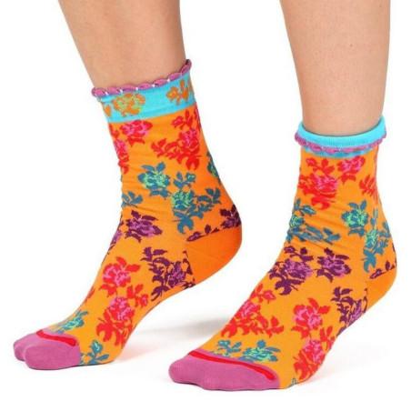 Chaussettes Fil de joie Oranges Fleuries