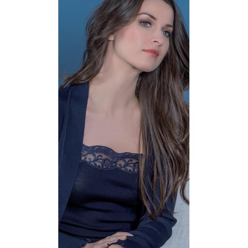 Top Fine bretelles Laine et soie Dentelle