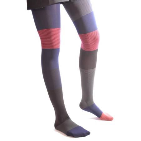 Collant Asymétrique Berthe Bleu rouge Rayures