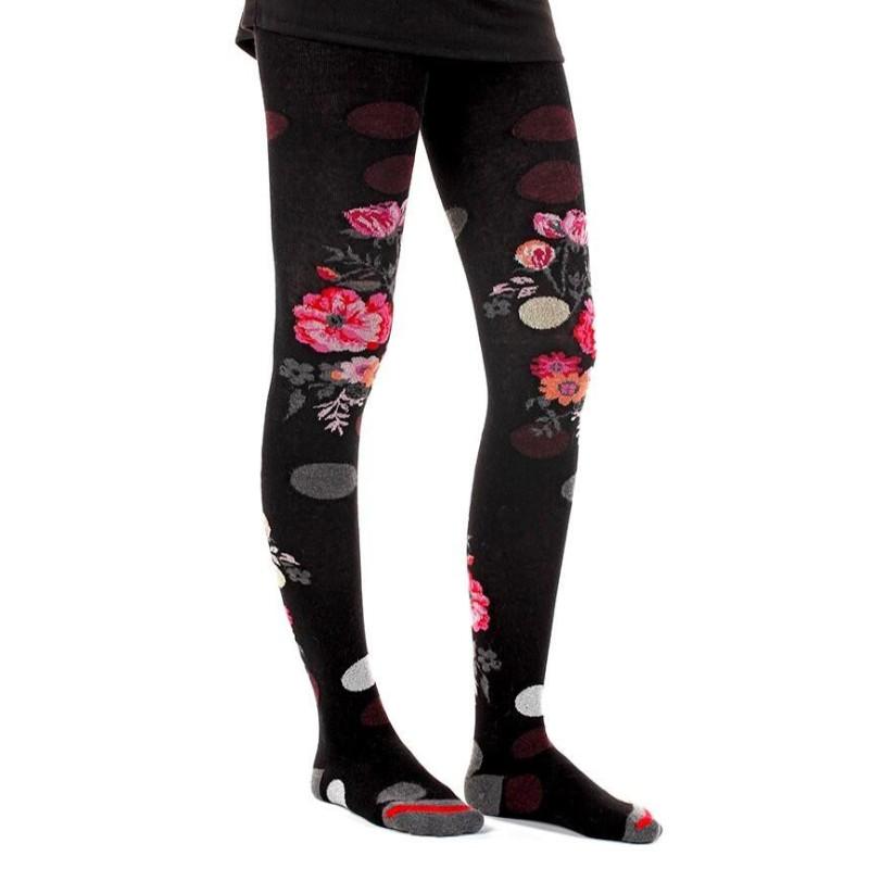 Collant Fil de Joie Pois Lurex Fleuri
