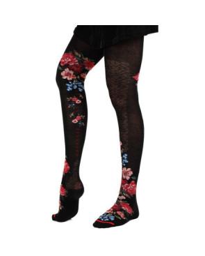 Collant Fil de joie bouquet de fleurs et dentelle