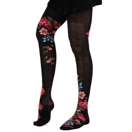 Collant Fil de joie bouquet de fleurs et dentelle