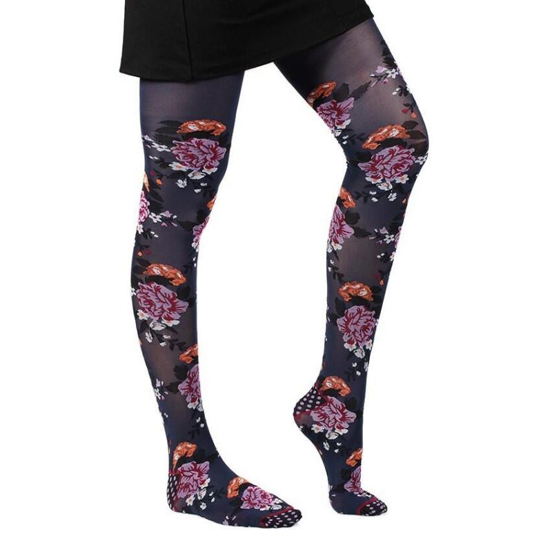 Collant Fil de joie Marine Fleurie