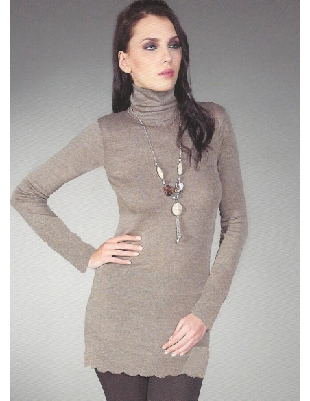 Chemise ML col cheminée taupe