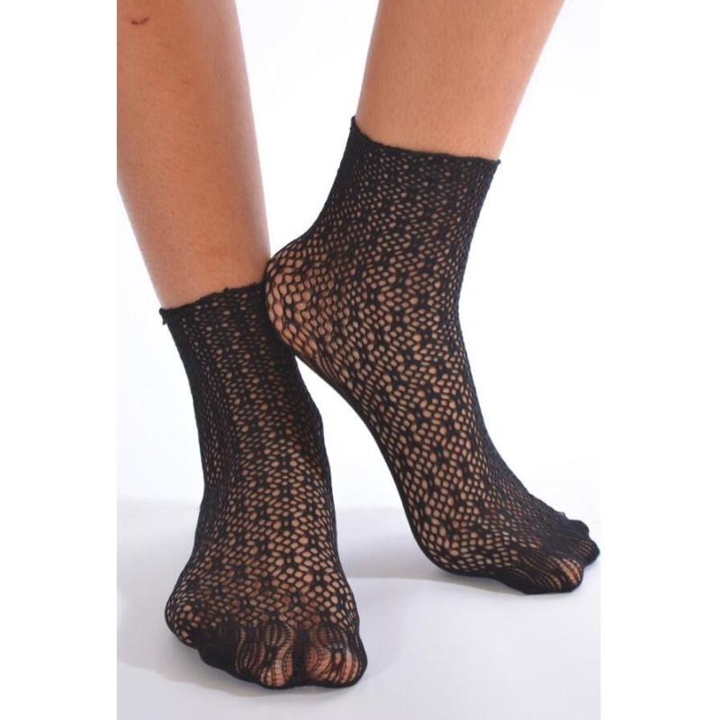 Chaussettes en dentelle géométrique Noire