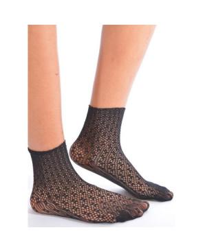 Chaussettes en dentelle géométrique Noire