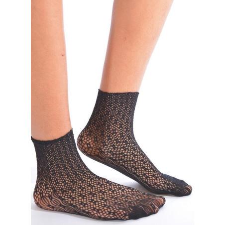 Chaussettes en dentelle géométrique Noire
