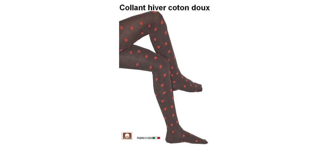 Collant Plumetis d'hiver marron pois orange