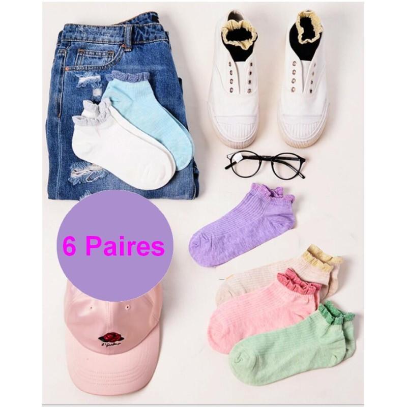 Coffret de 6 Paires de socquettes revers