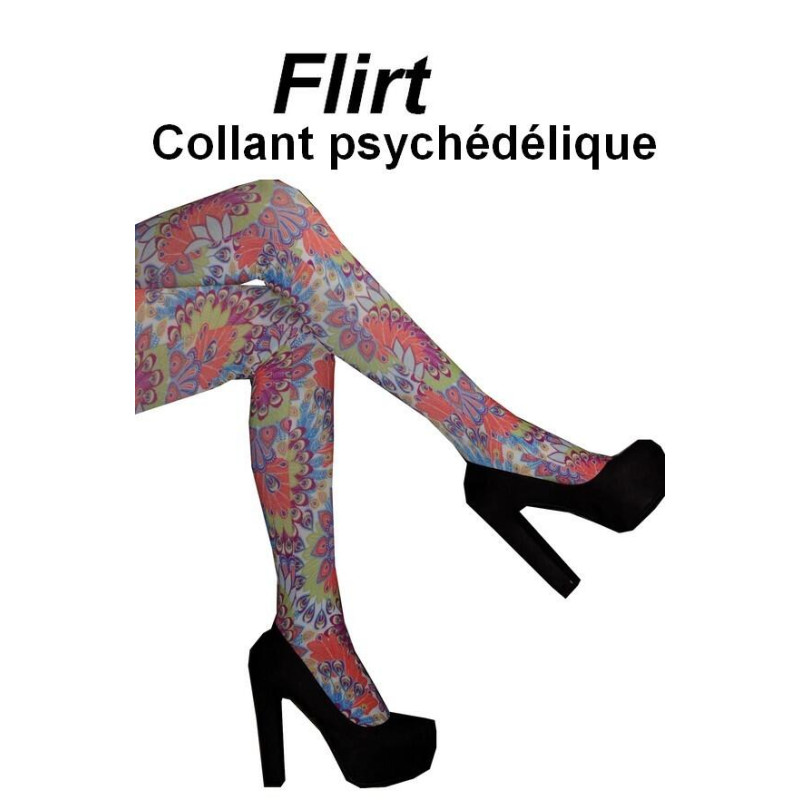 Collant Flirt  fleurs orangers psychédéliques