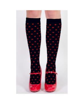 Mi bas opaque noirs à pois rouge rigolos