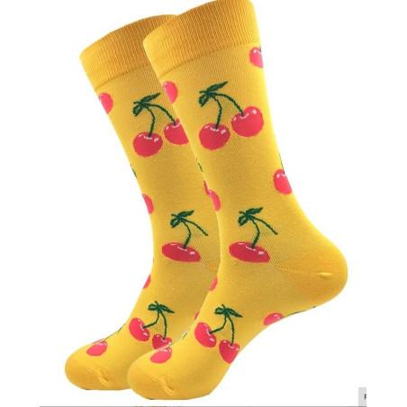 Chaussettes Cerises Psychédéliques jaunes