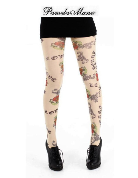 Collant Pamela Mann coeur tatoos