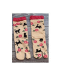Chaussettes japonaises coton chat fleuri