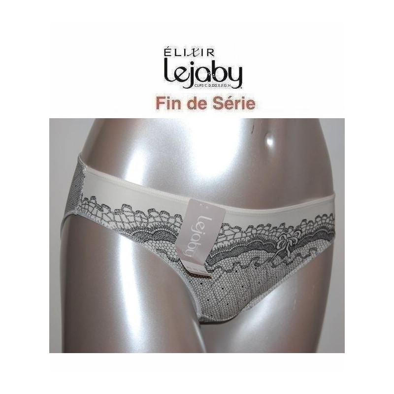 Slip Elixir Blanc imprimé dentelle Noir