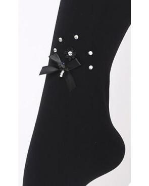 Collant opaque Strass chic et noeud papillons
