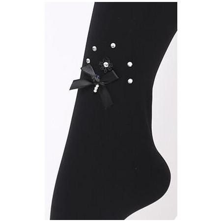 Collant opaque Strass chic et noeud papillons