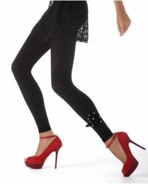 Collant sans pieds Strass et noeud papillons