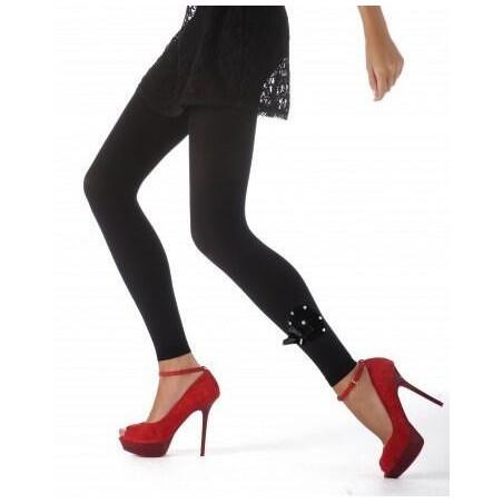 Collant sans pieds Strass et noeud papillons