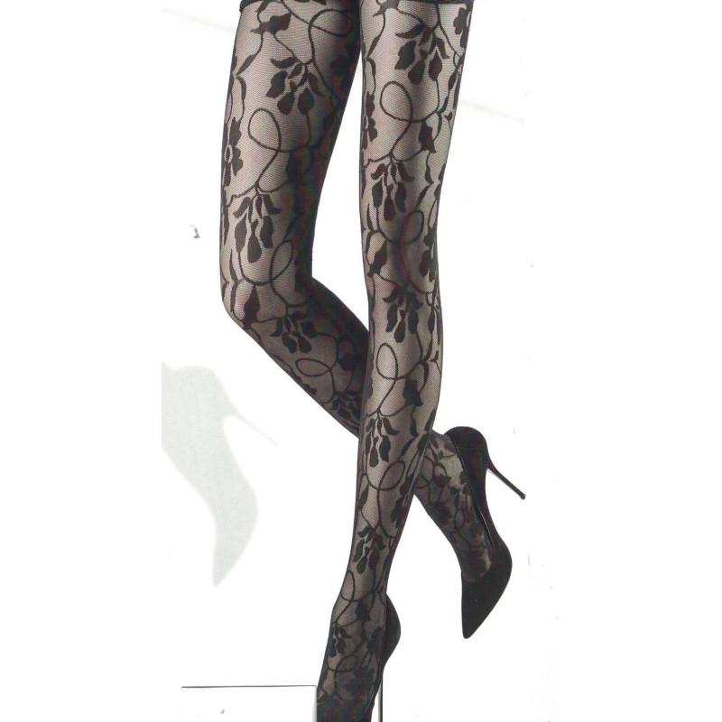Collants fil d'ecosse Berthe aux grands pieds fleurs de lavande