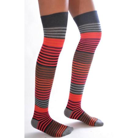 Jambière multi rayures Cronert Gris Rouge