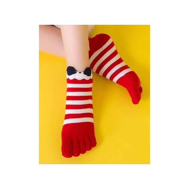 Chaussettes Japonaises 5 doigts Rayures et Noeud Pap