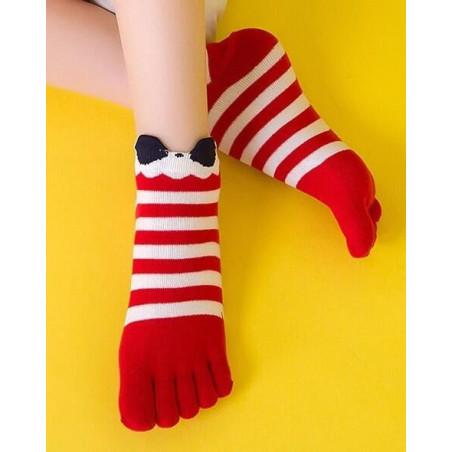 Chaussettes Japonaises 5 doigts Rayures et Noeud Pap