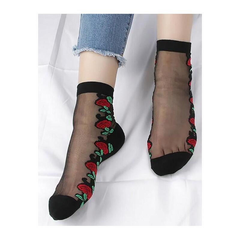 Chaussettes Tranpareantes Fleurs rouges