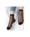 Chaussettes Tranpareantes Fleurs rouges